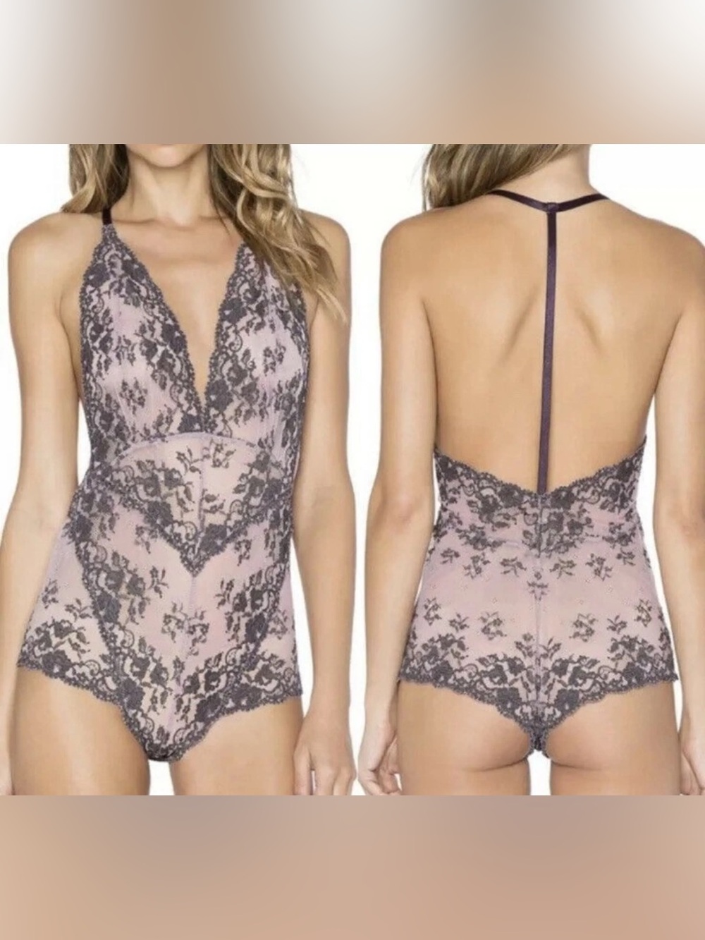 NWT Free People Intimately Too Cute to Handle Bodysuit in Eggplant Size Medium